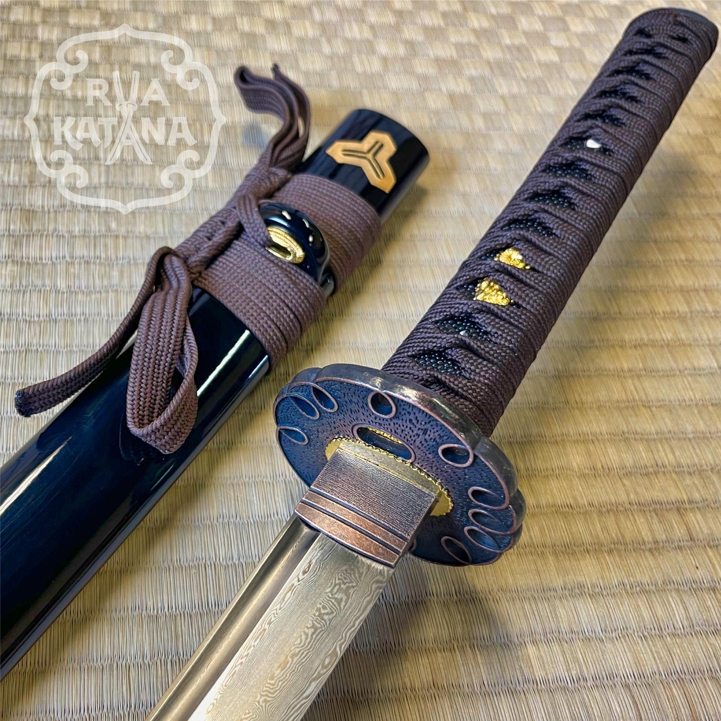 Dragonspring Forge Katana Wakizashi 2-Sword Daishou - Oni Damascus Daisho - Damascus Steel