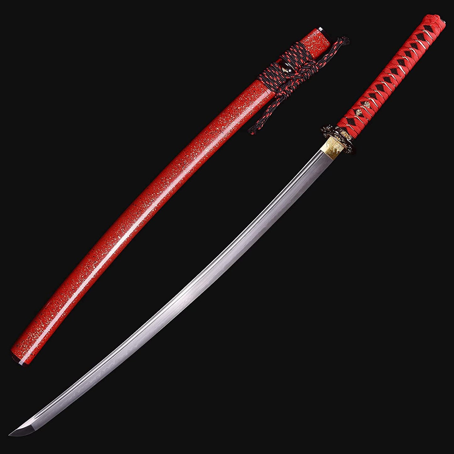 Dragonspring Forge Katana - Red Plum - T10 Steel, clay tempered