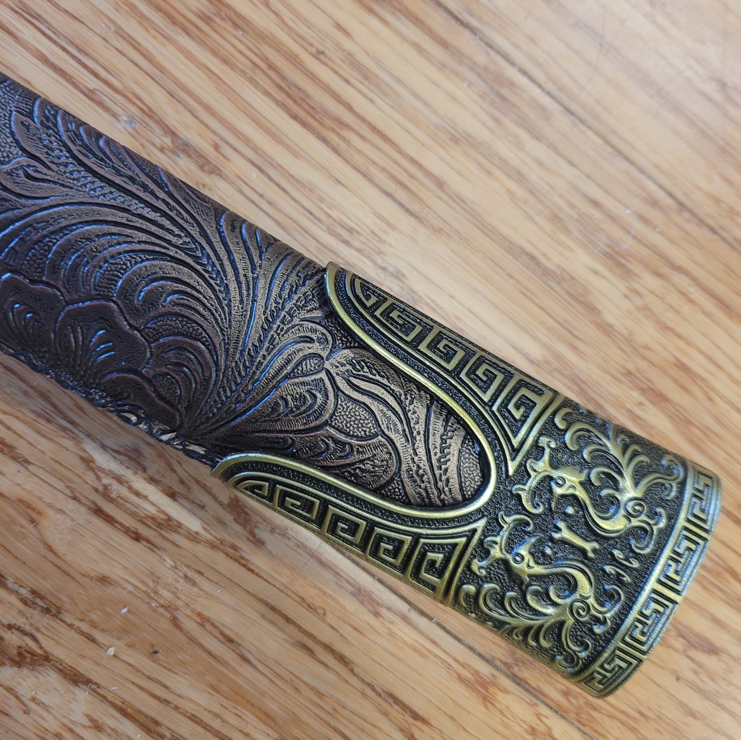 Jian - Han Dynasty Style, Textured Blade, Leather-Wrapped Scabbard