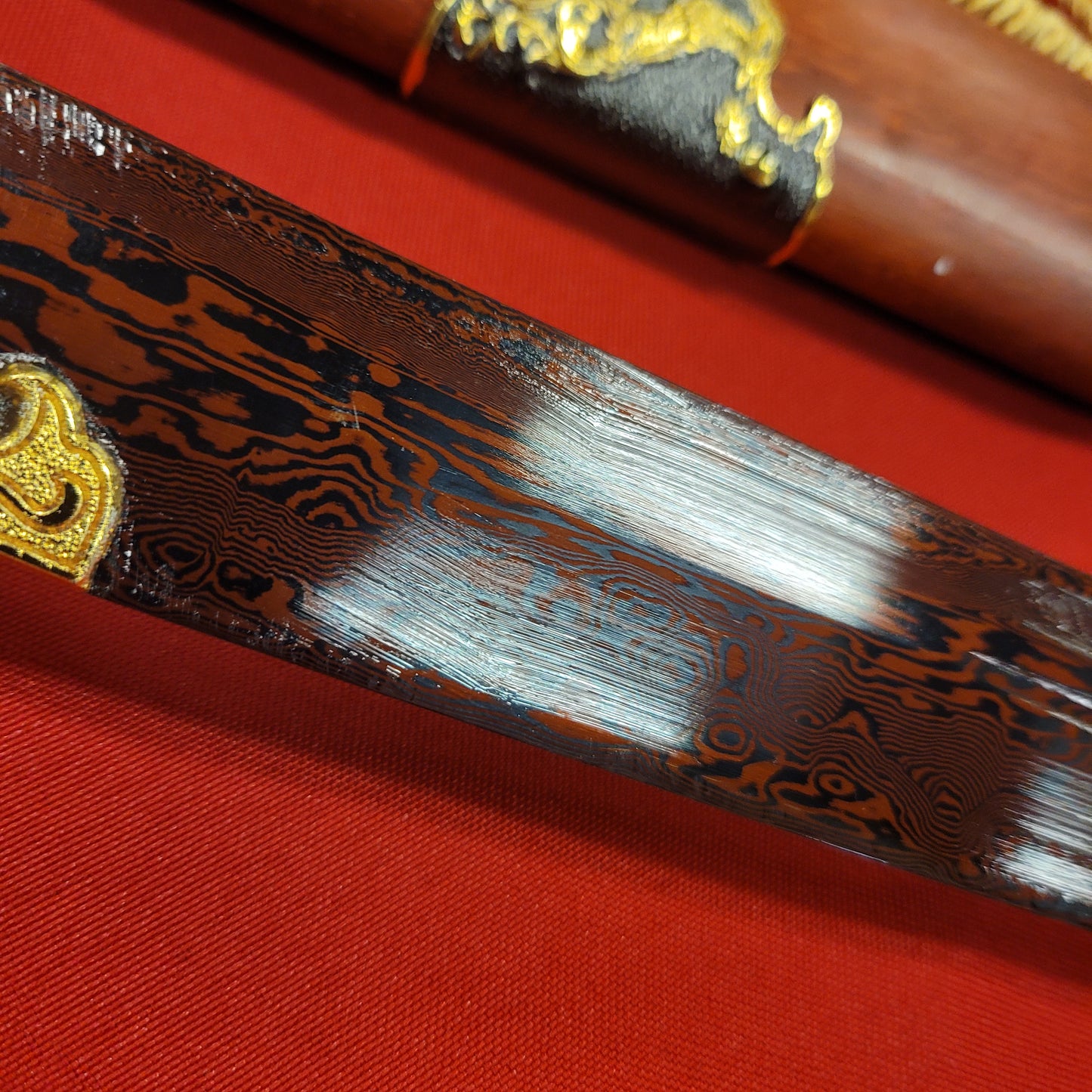 Dao, Damascus Red Steel, Qing Dynasty-style, Phoenix theme