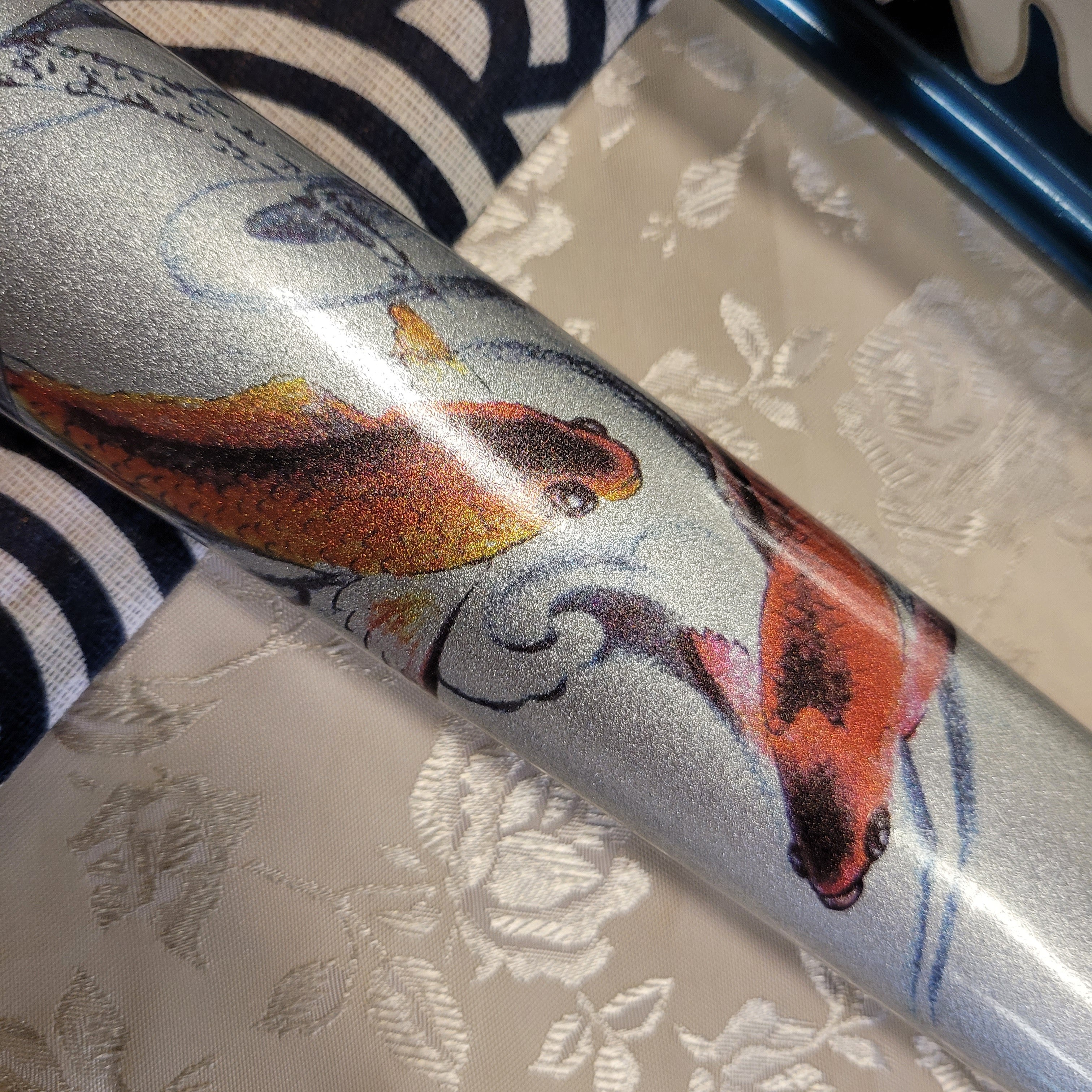 2-Sword Set- Blue Wave Carbon Steel, Carp Theme