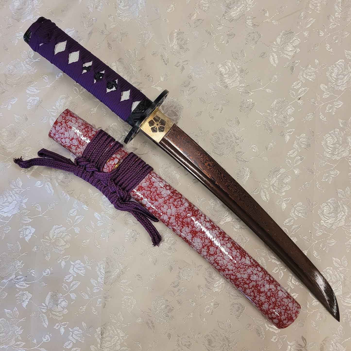 MADE TO ORDER Phoenix Armory Tanto - Red Damascus, Cherry Blossom Theme
