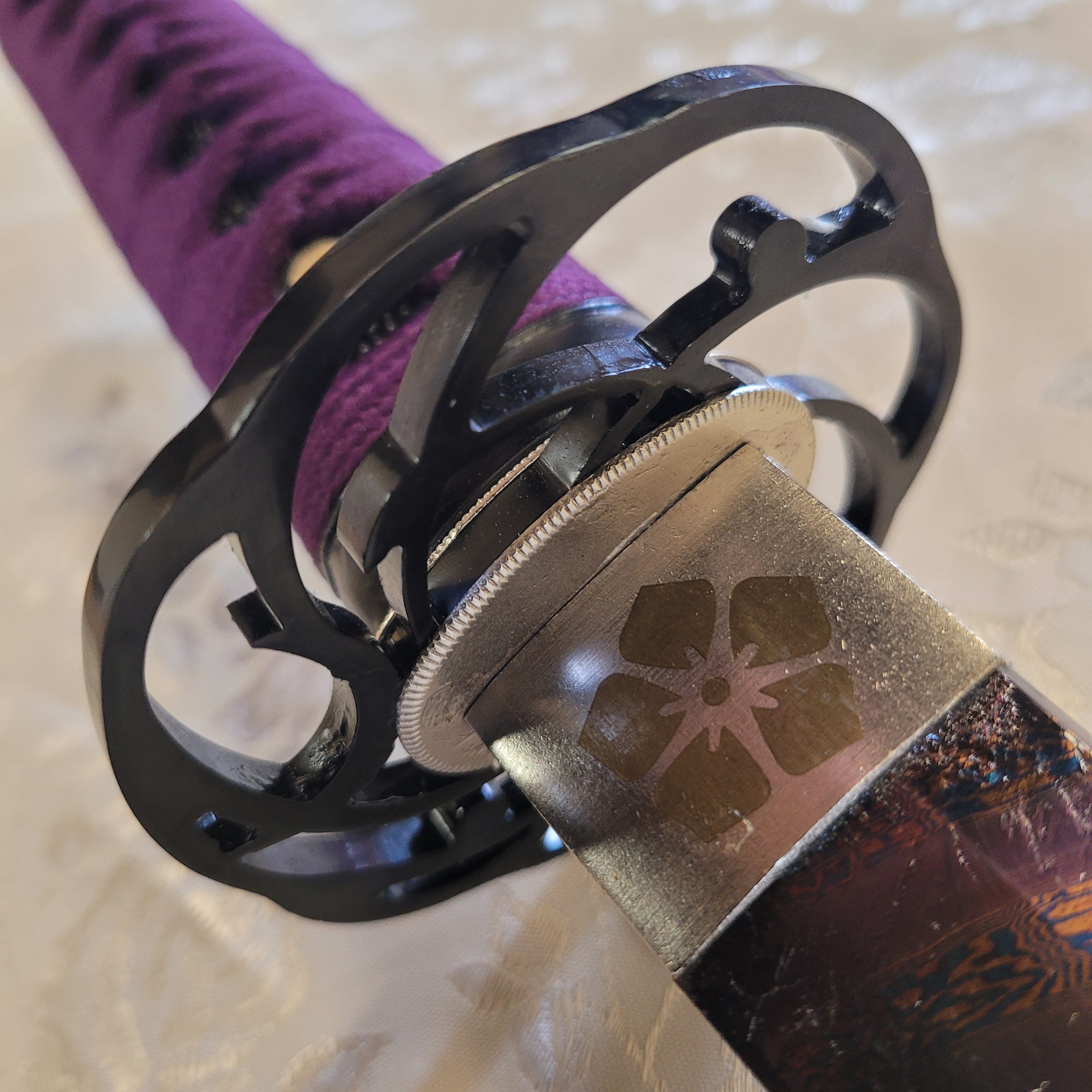 MADE TO ORDER Phoenix Armory Tanto - Purple Cherry - red and blue twisted Damascus