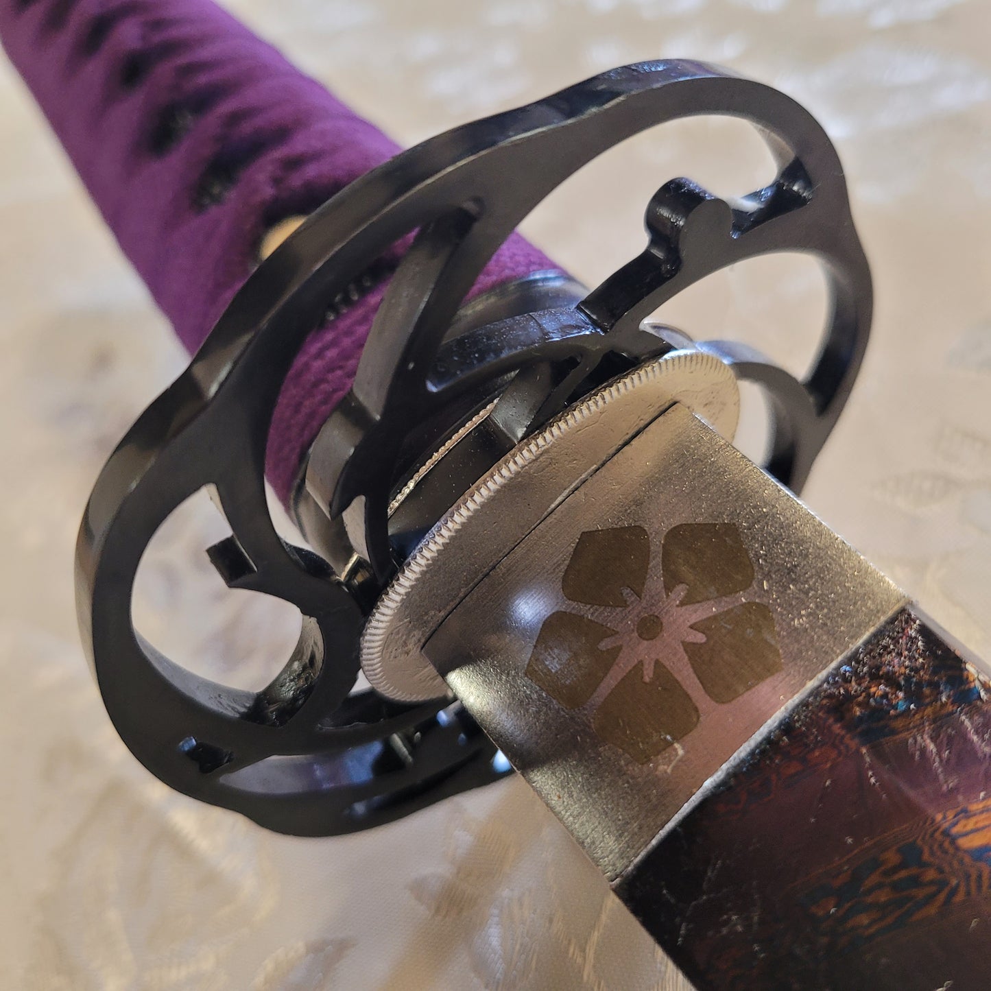 MADE TO ORDER Phoenix Armory Tanto - Purple Cherry - red and blue twisted Damascus