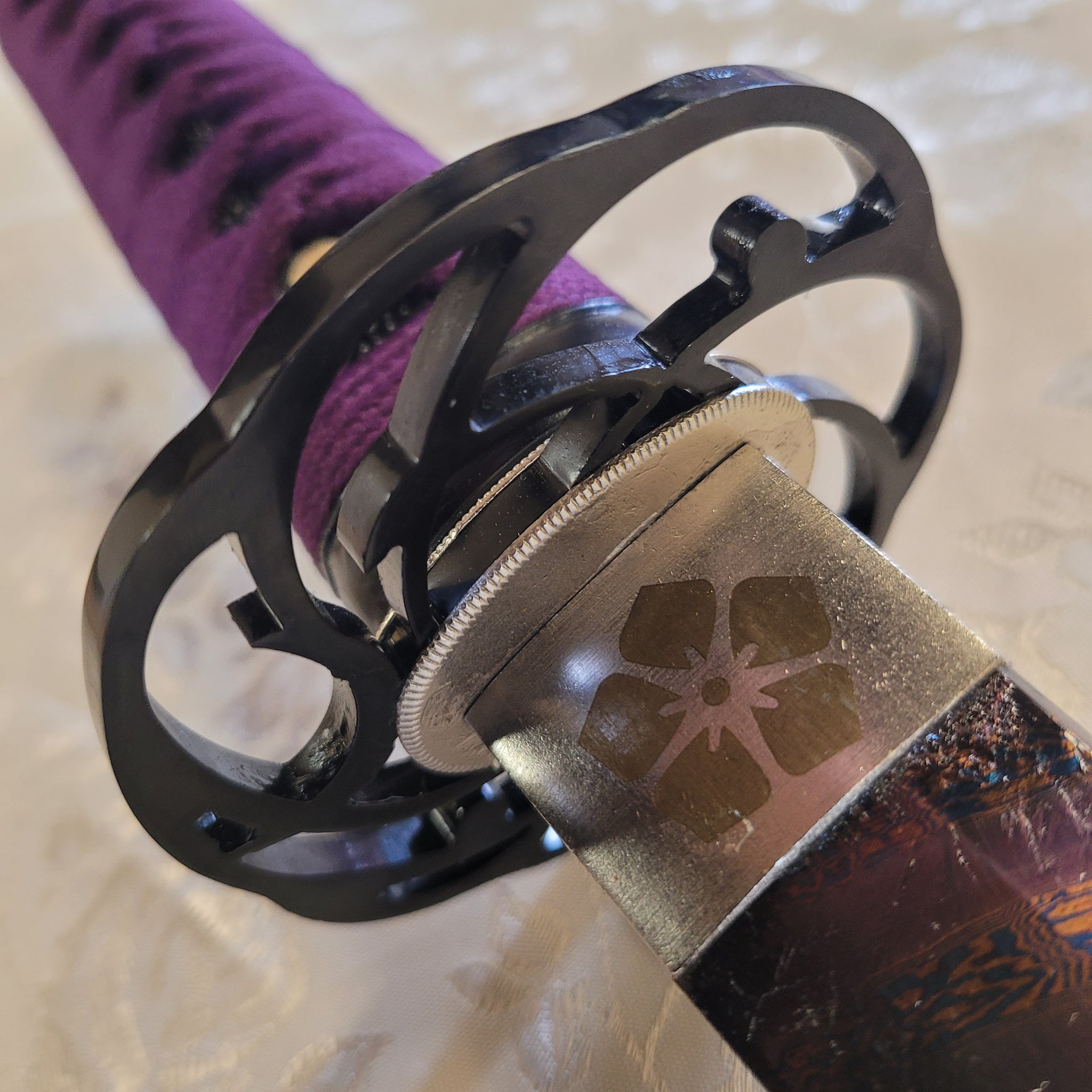MADE TO ORDER Phoenix Armory Tanto - Purple Cherry - red and blue twisted Damascus
