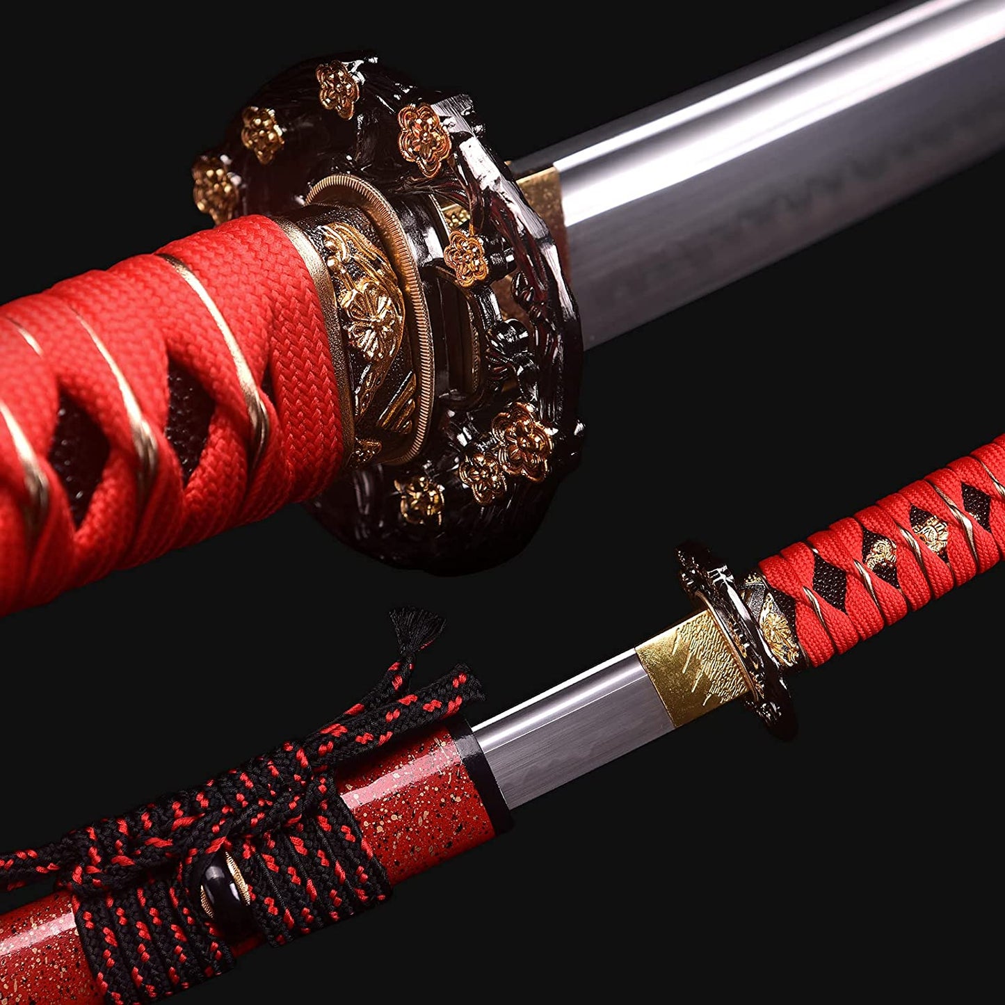 Dragonspring Forge Katana - Red Plum - T10 Steel, clay tempered