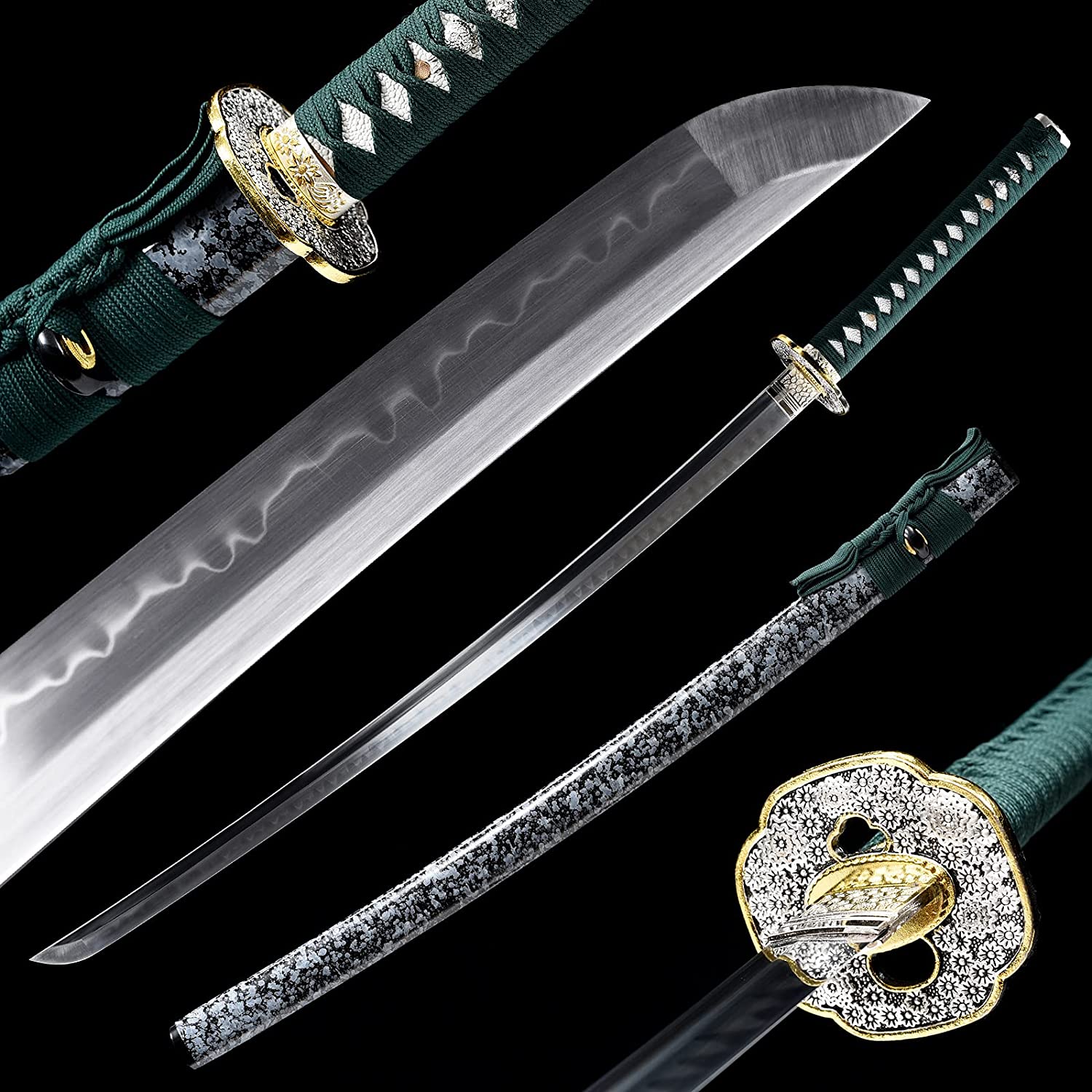 Dragonspring Katana -  Thousand Chrysanthemum - T10 Clay Tempered Steel