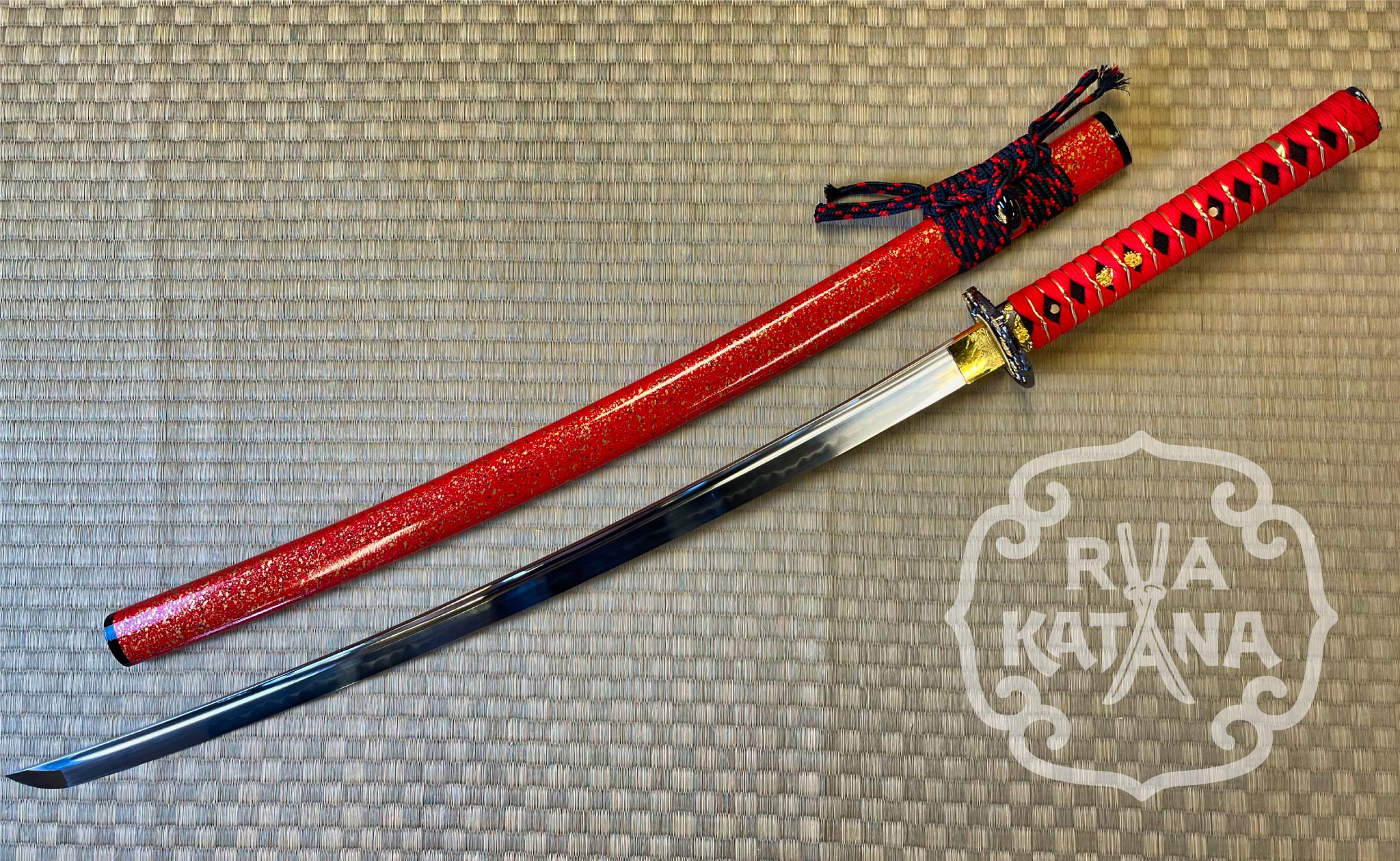 Dragonspring Forge Katana - Red Plum - T10 Steel, clay tempered