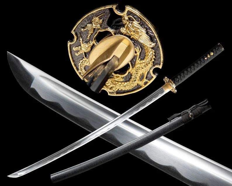 Dragonspring Katana - Black Samurai - 1060 Steel