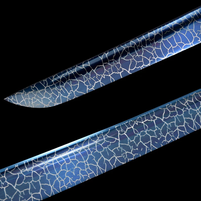 Dragonspring Katana - Blue Skull - 1060 Blued Steel