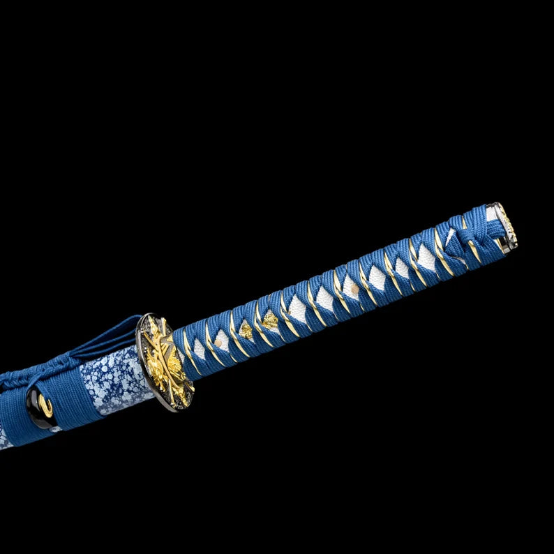 Dragonspring Katana - Blue Skull - 1060 Blued Steel