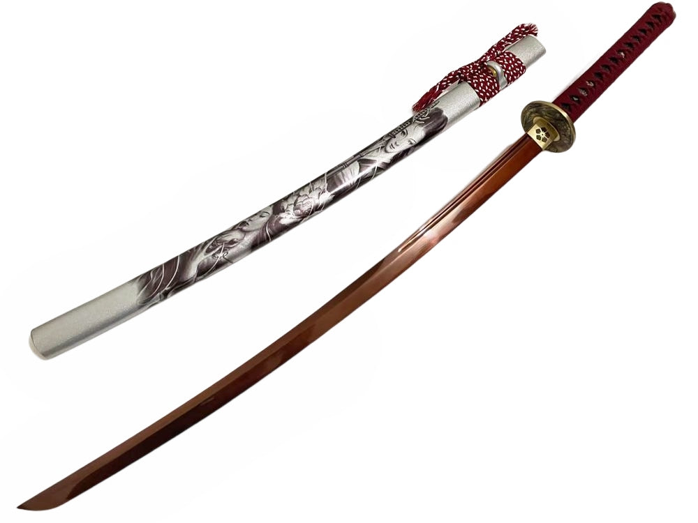 Katana, Red Spring Steel, Unokubi shape, Geisha (Oiran) theme
