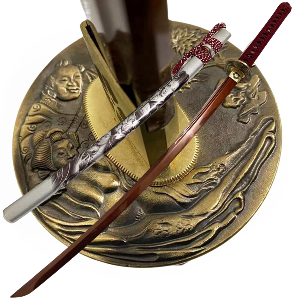 Katana, Red Spring Steel, Unokubi shape, Geisha (Oiran) theme